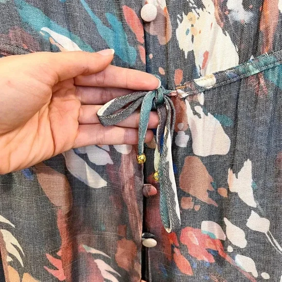 Boamar Reverie Button Down Tie Waist Printed Maxi Dress in Coffee Snake S NWT - Picture 4 of 12